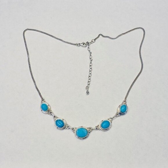 Vintage Sterling Silver Turquoise Necklace - Picture 2 of 6